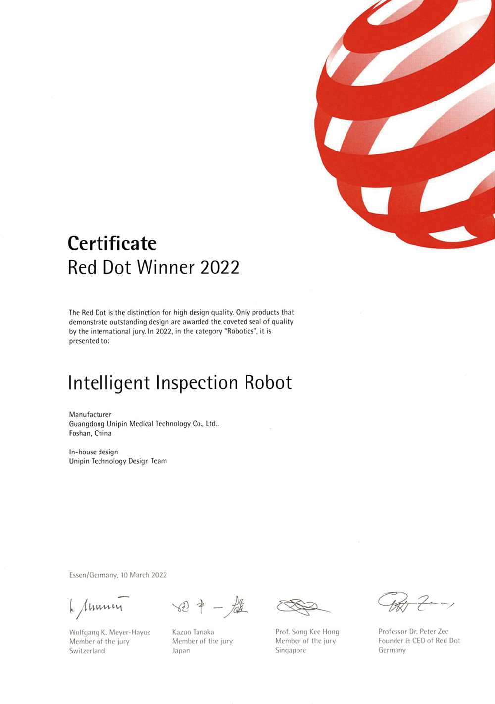 Red Dot Award - Inspection Machine